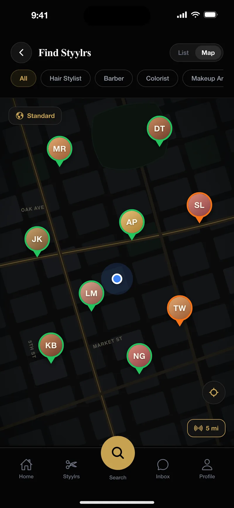 STYYLR Mobile — Find nearby stylists