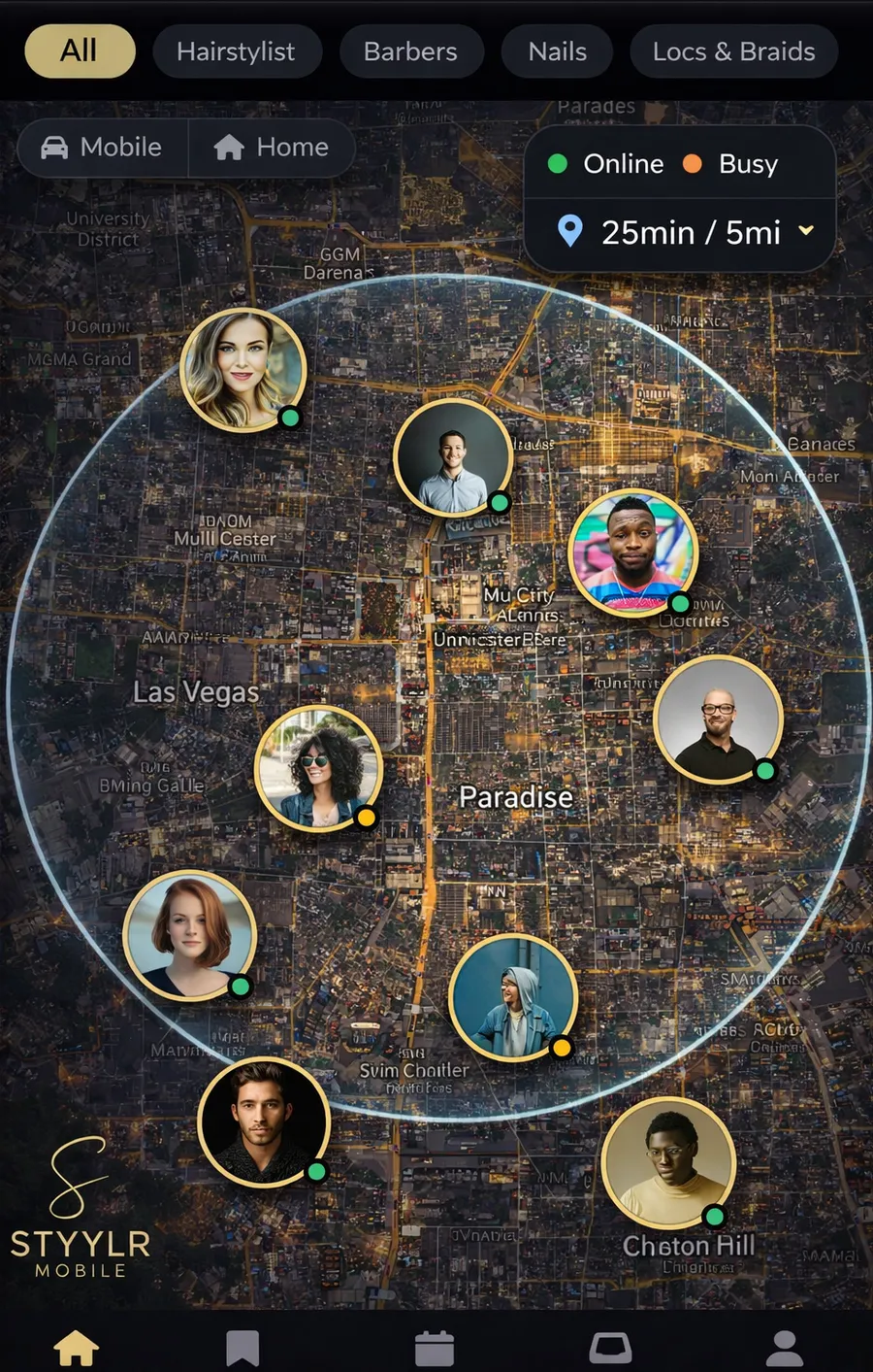 STYYLR Mobile — Find nearby stylists